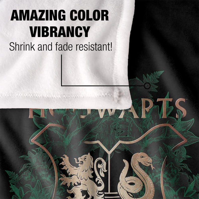 LOGOVISION Harry Potter Hogwarts Green and Gold Floral Crest Silky Touch Super Soft Throw Blanket 36"" x 58"" Hogwarts Green and Gold Floral Crest - Image 4